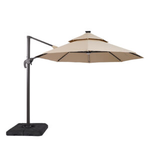 Fera 10' Round Umbrella, LED Bulb, Tan