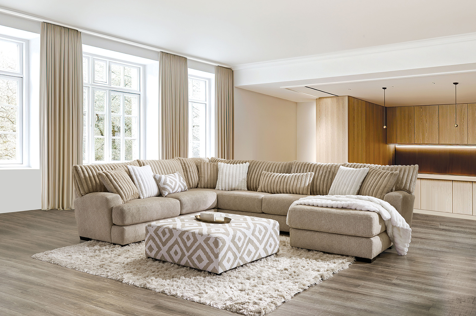RAF Chaise Sectional, Oatmeal