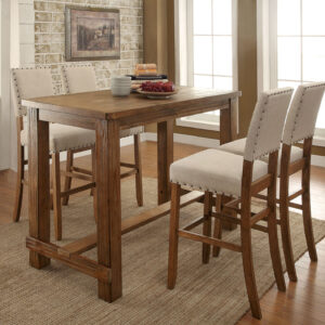 4 Pc. Bar Table Set, Rustic Oak