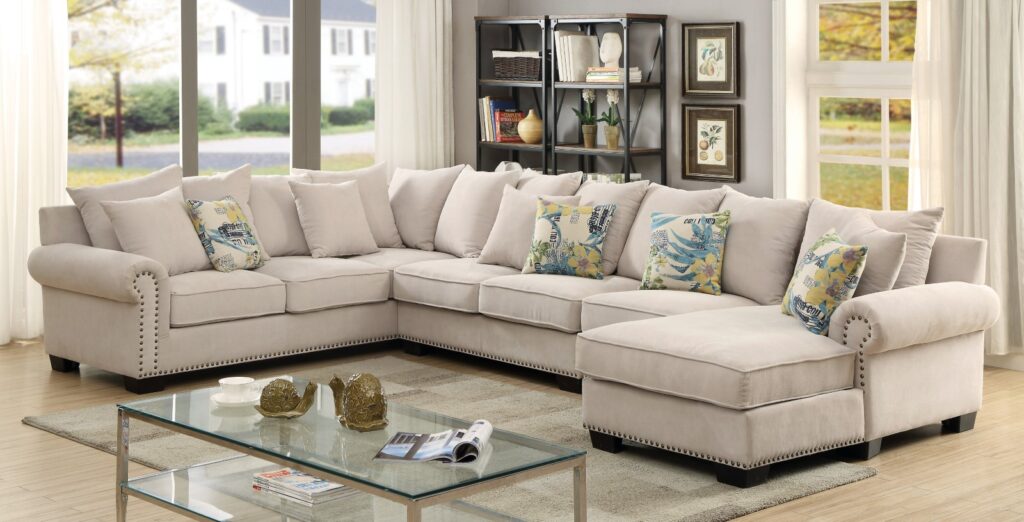 Skyler Sectional + Chair, Beige