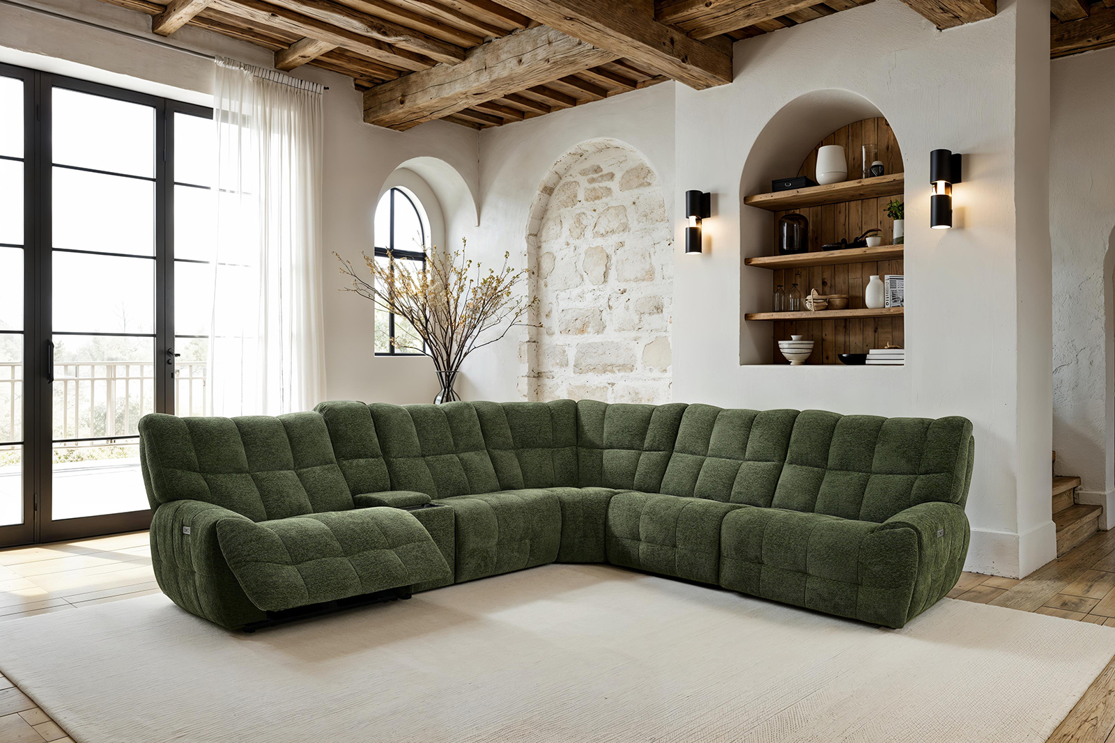 Power Sectional, Jade Green