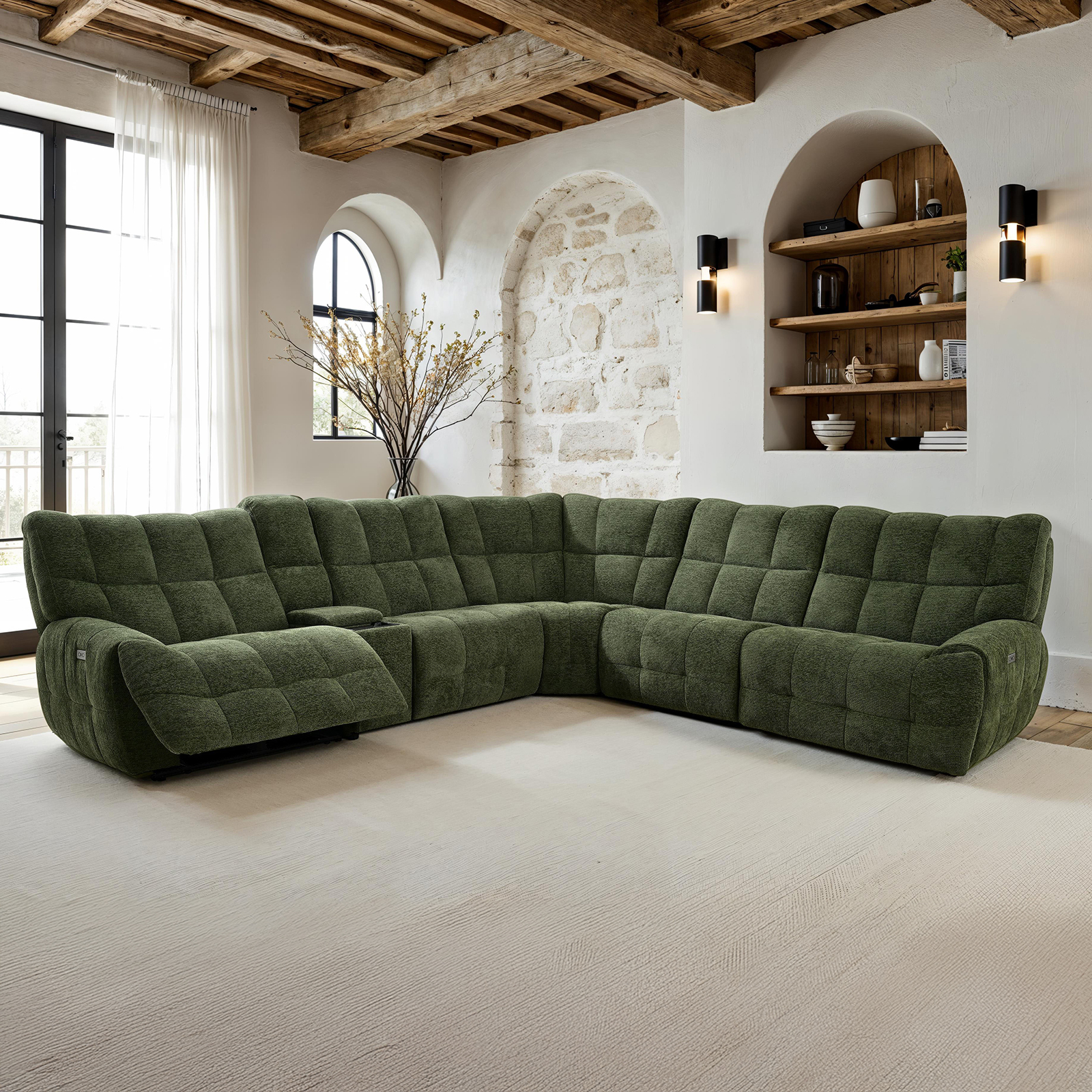 Power Sectional, Jade Green