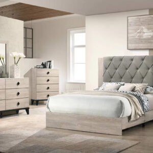 California King Bed, Cream