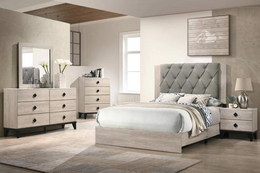 Queen Bed, Cream