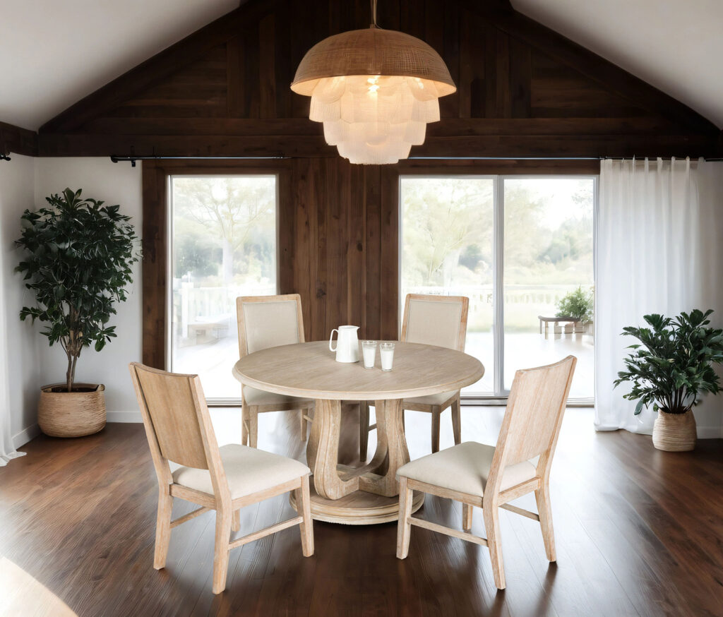 Orbetello 54" Round Dining Table, Distressed Natural