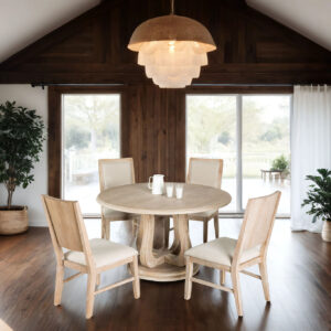 54" Round Dining Table, Distressed Natural