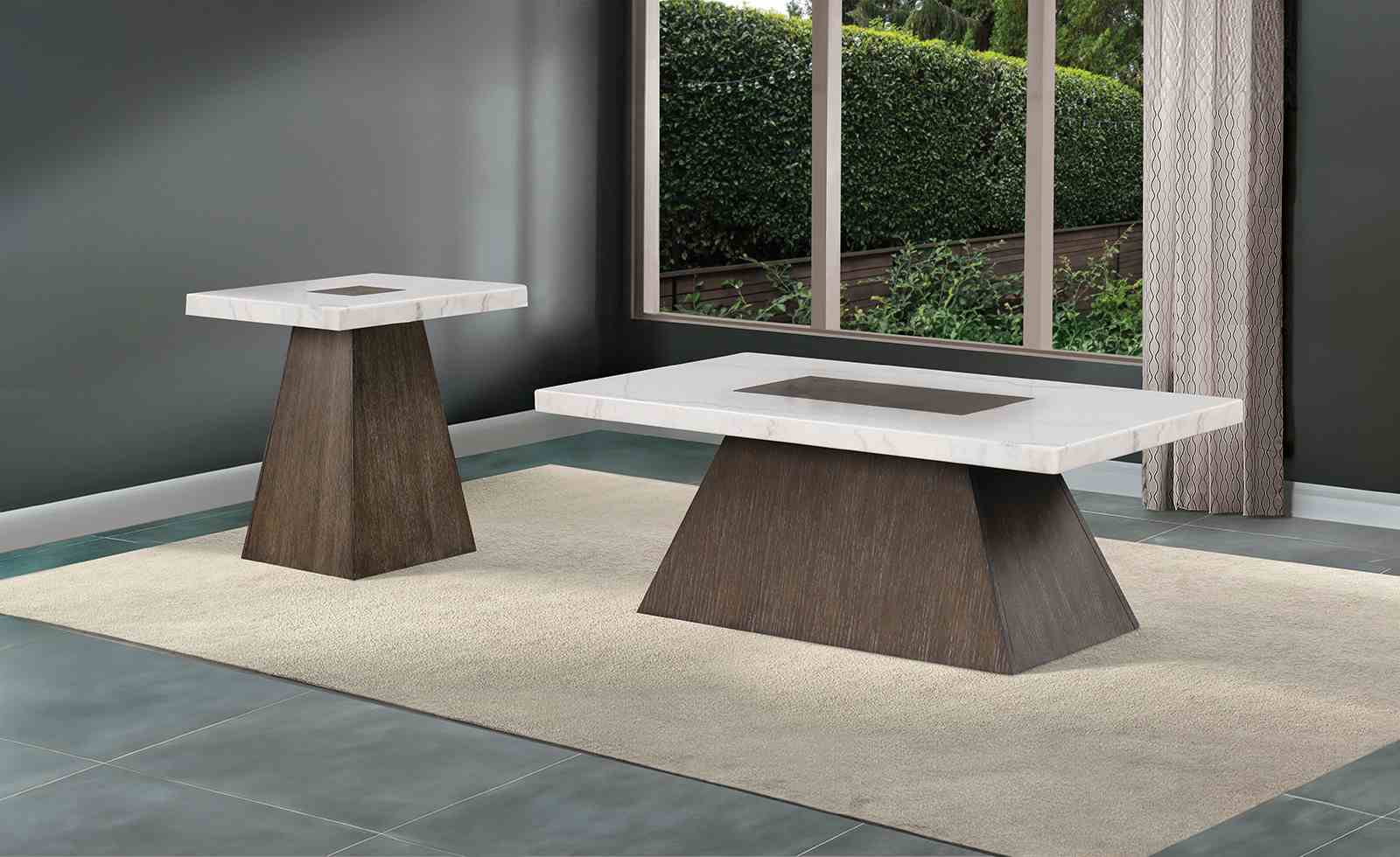 Square Coffee Table, Dark Walnut/White