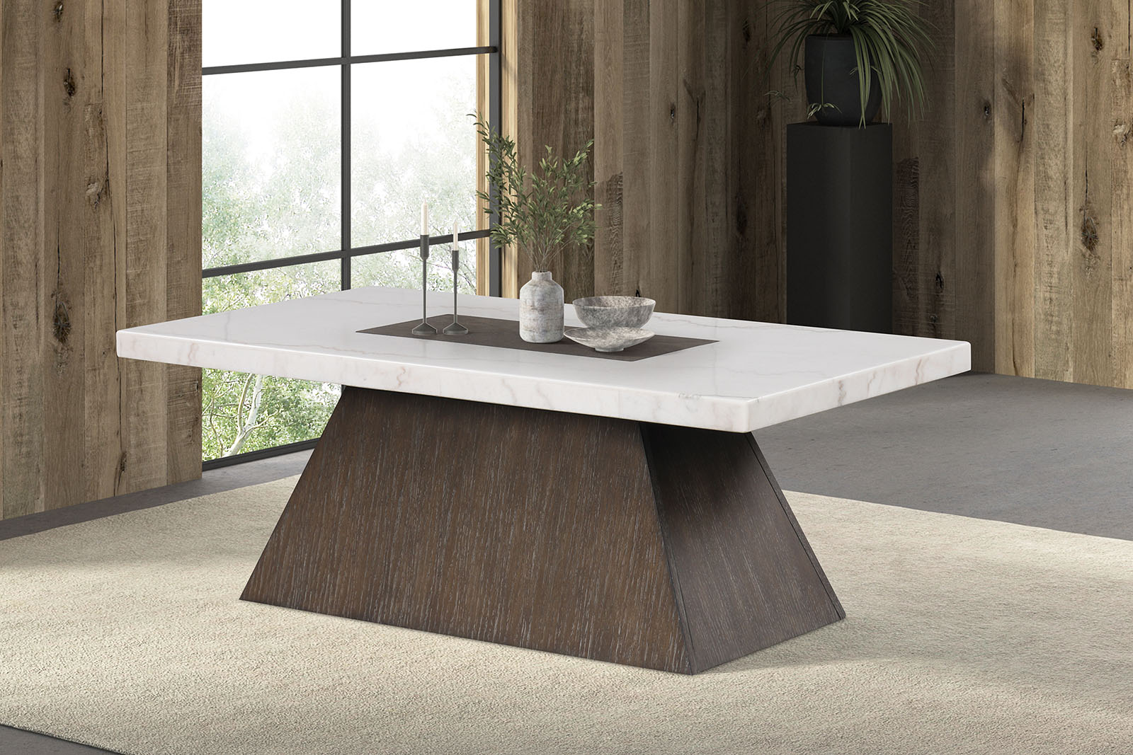 Square Coffee Table, Dark Walnut/White