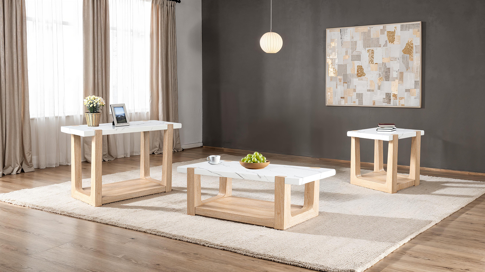 Sofa Table, White/Natural