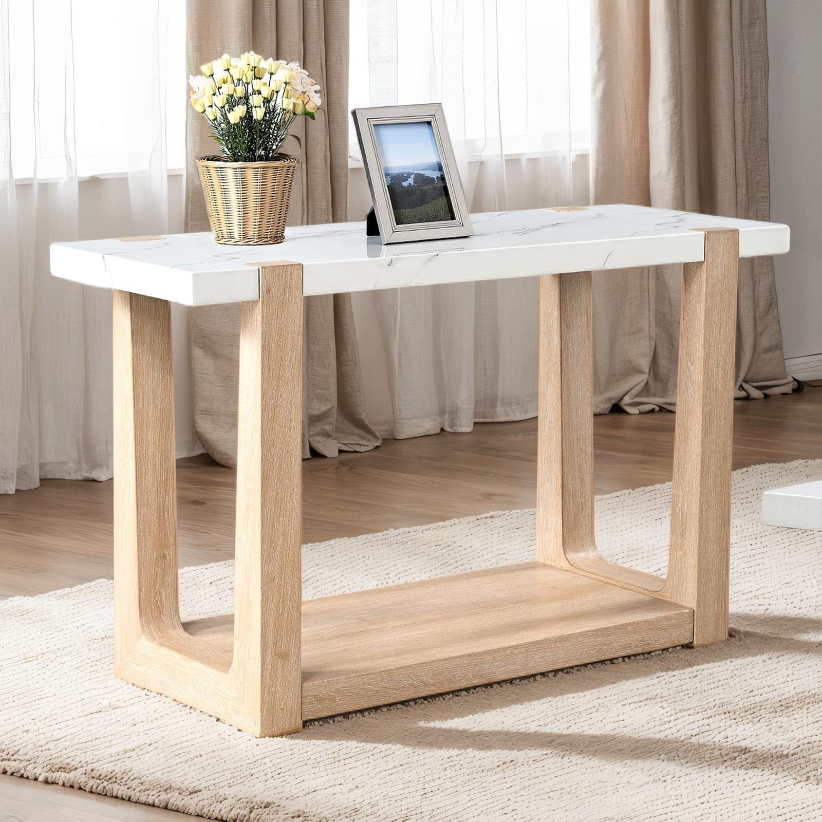 Sofa Table, White/Natural