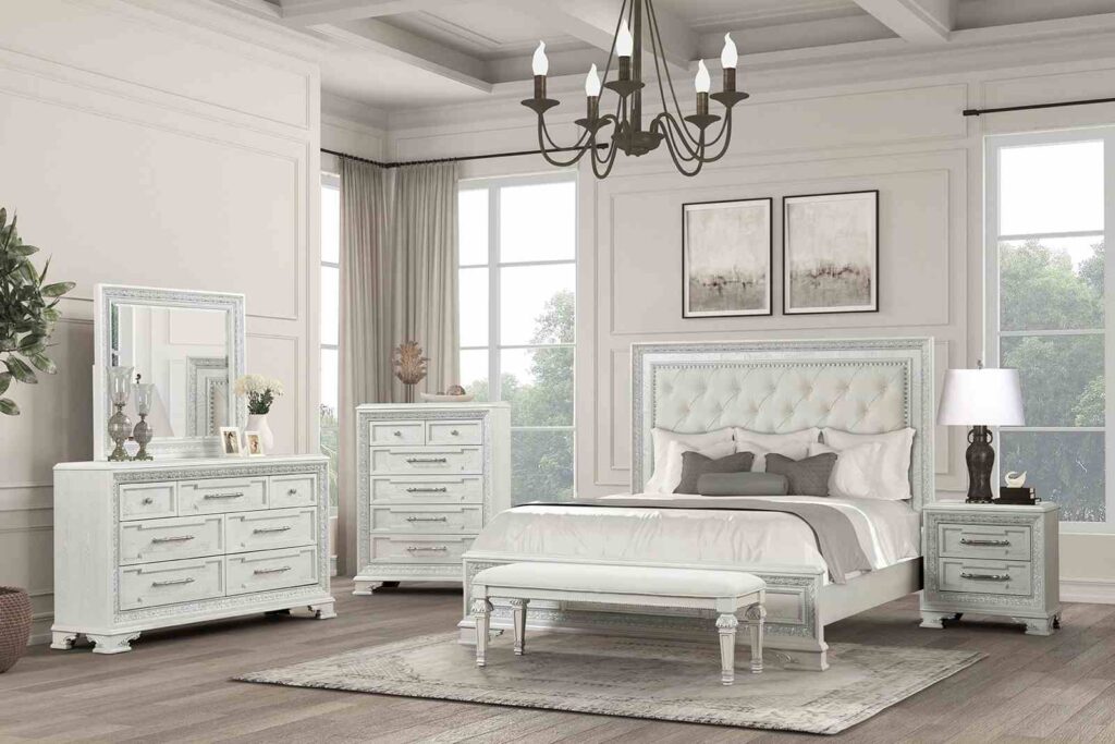 Stella Mia E.King Uph Bed, Creamy White