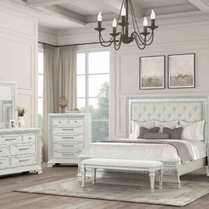 E.King Uph Bed, Creamy White