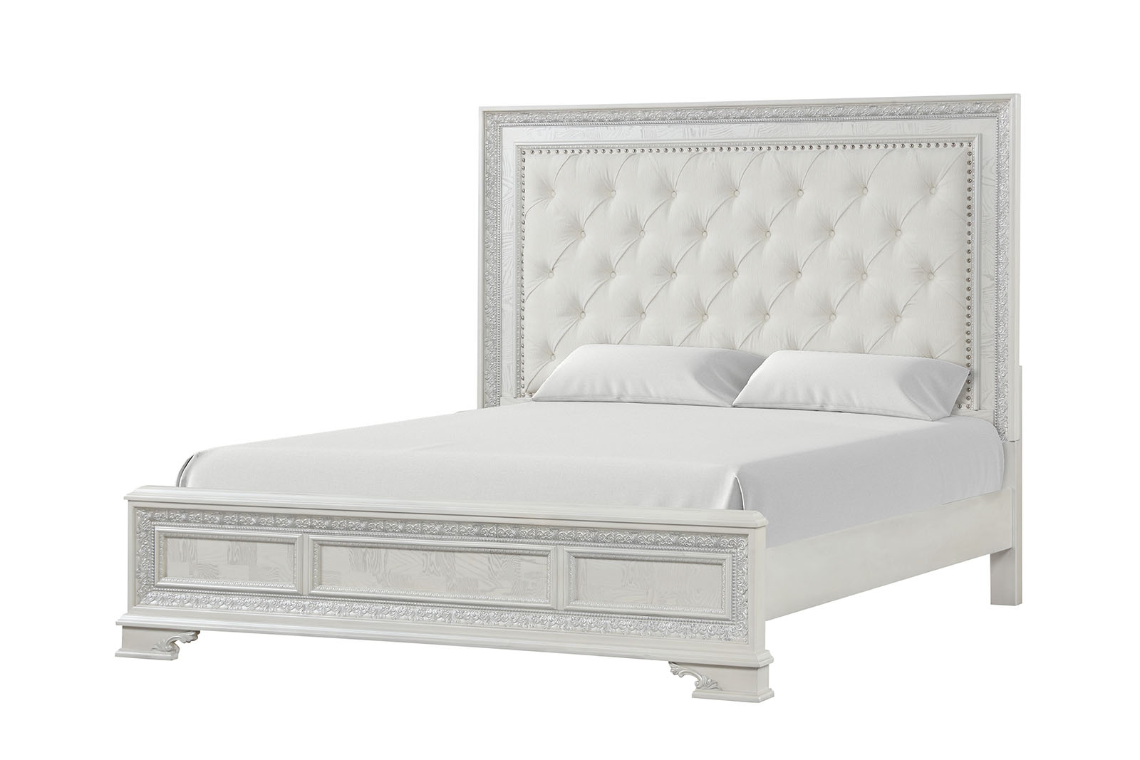 E.King Uph Bed, Creamy White