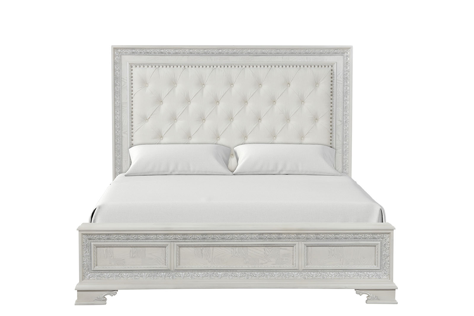 E.King Uph Bed, Creamy White