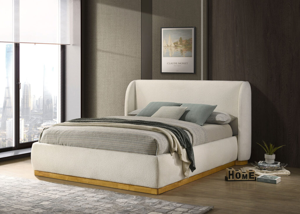 Whitman Queen Bed, White/Natural Oak