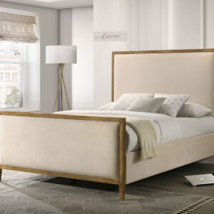 Queen Bed, Beige/Natural Oak