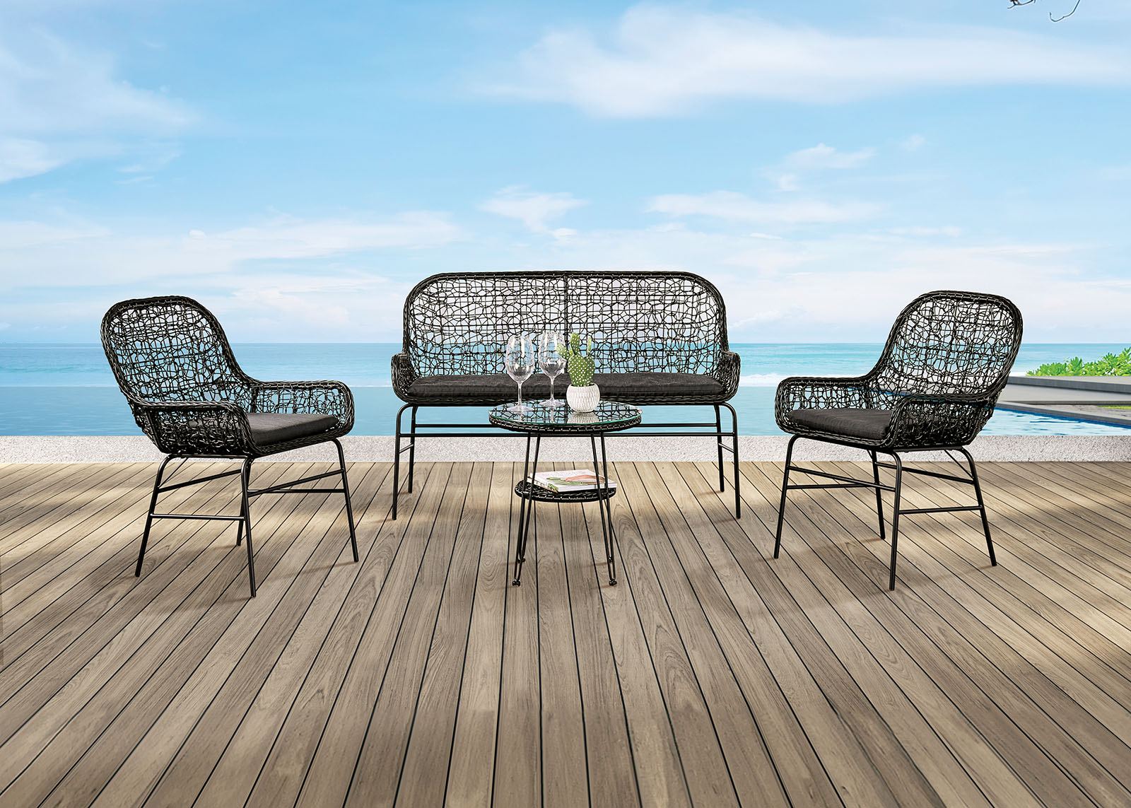 4 Pc. Conversation Set, Black
