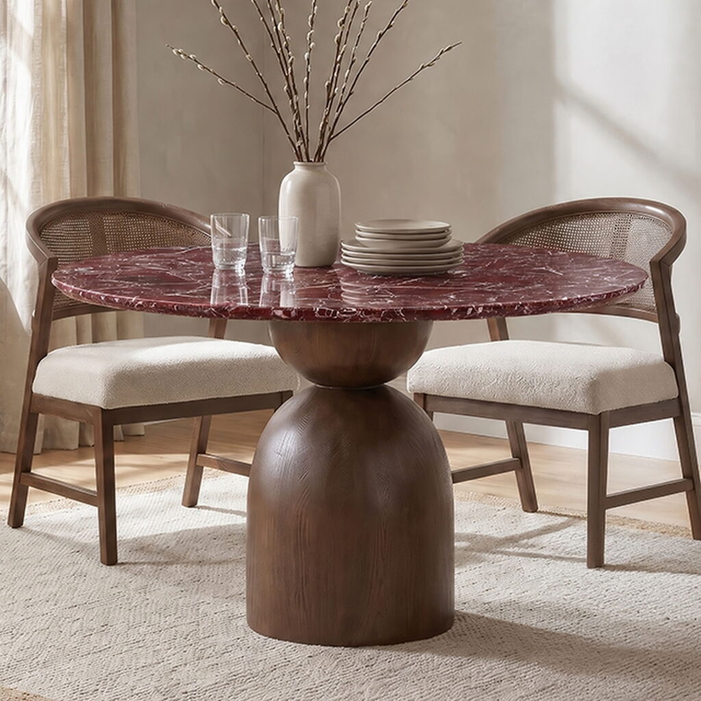 Cirava Round Dining Table, Red