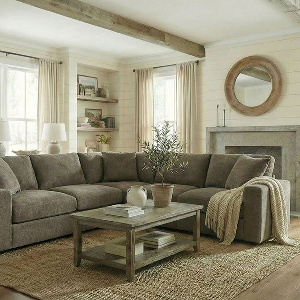 Crowle Sectional, Taupe Brown