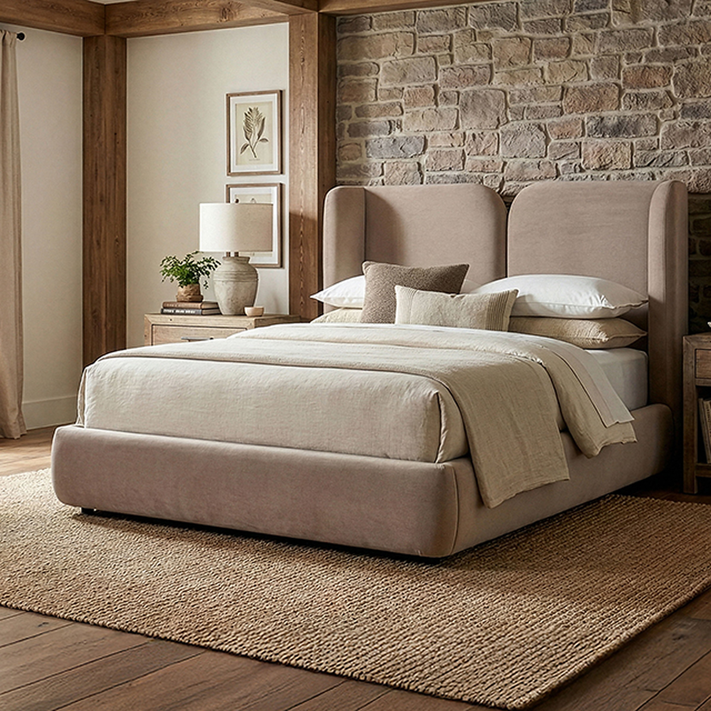 Trevers Queen Bed, Teak Brown