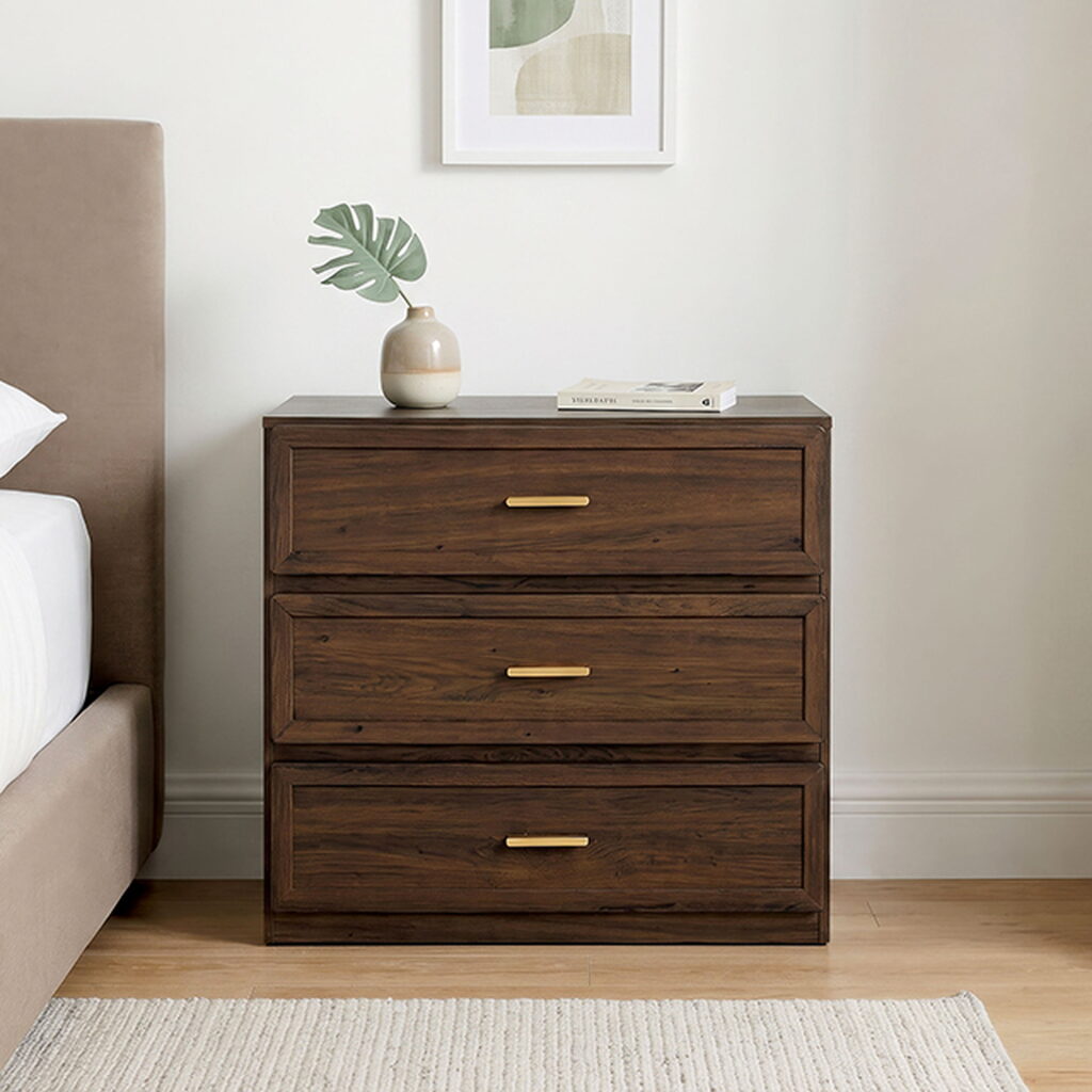 Ryde Nightstand w/ 3 Drawers, Walnut