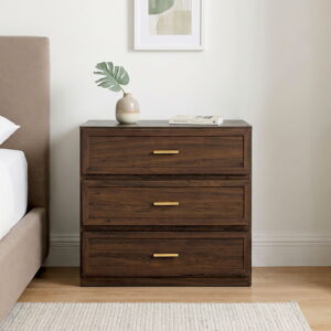 Ryde Nightstand w/ 3 Drawers, Walnut