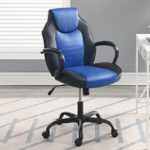 Office Chair, Blue/Black Material: Faux Leather