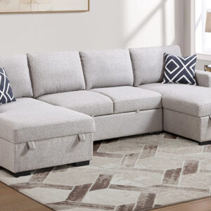 3-Piece Convertible Sectional, Beige