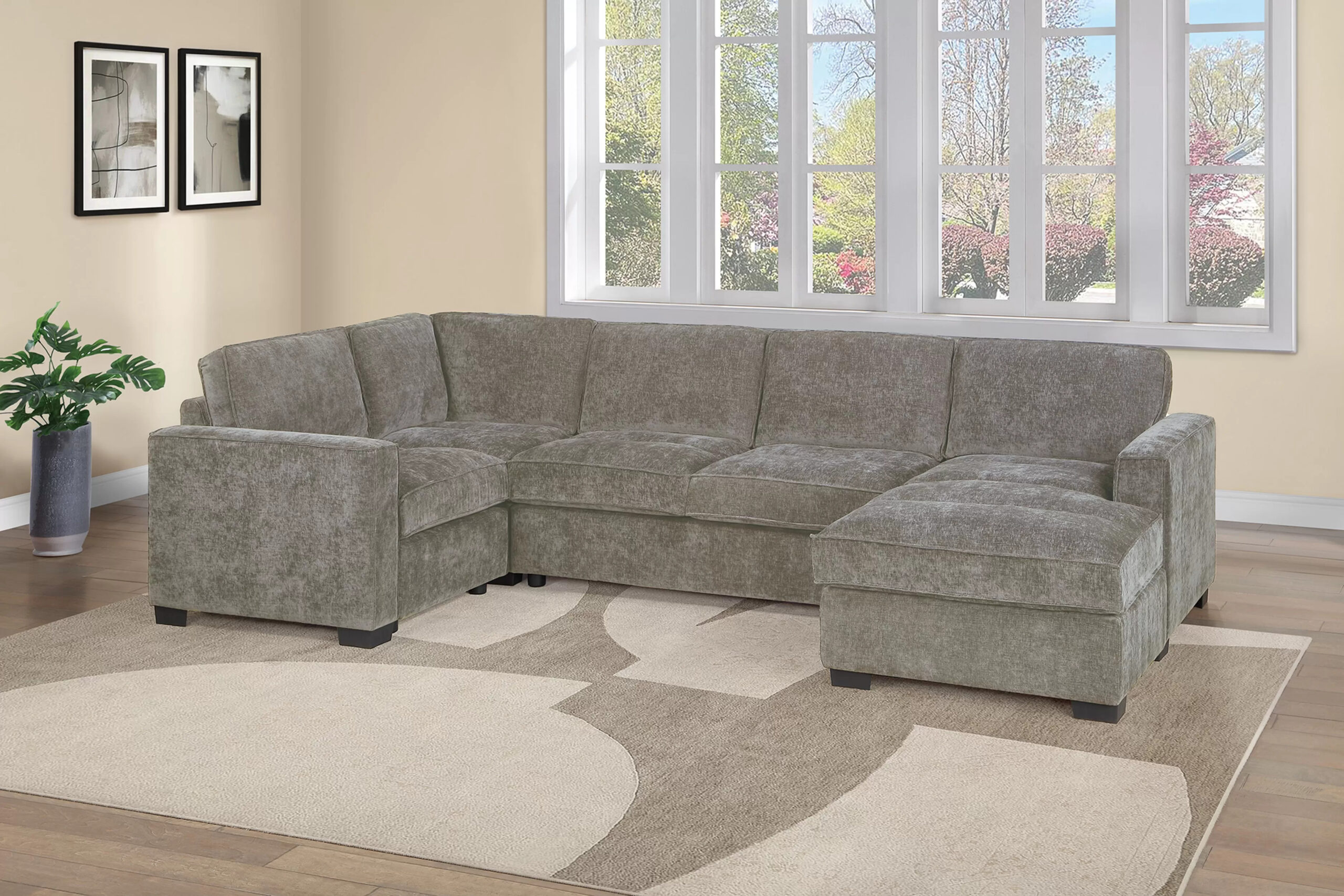 3-Piece Sectional Set, Light Brown