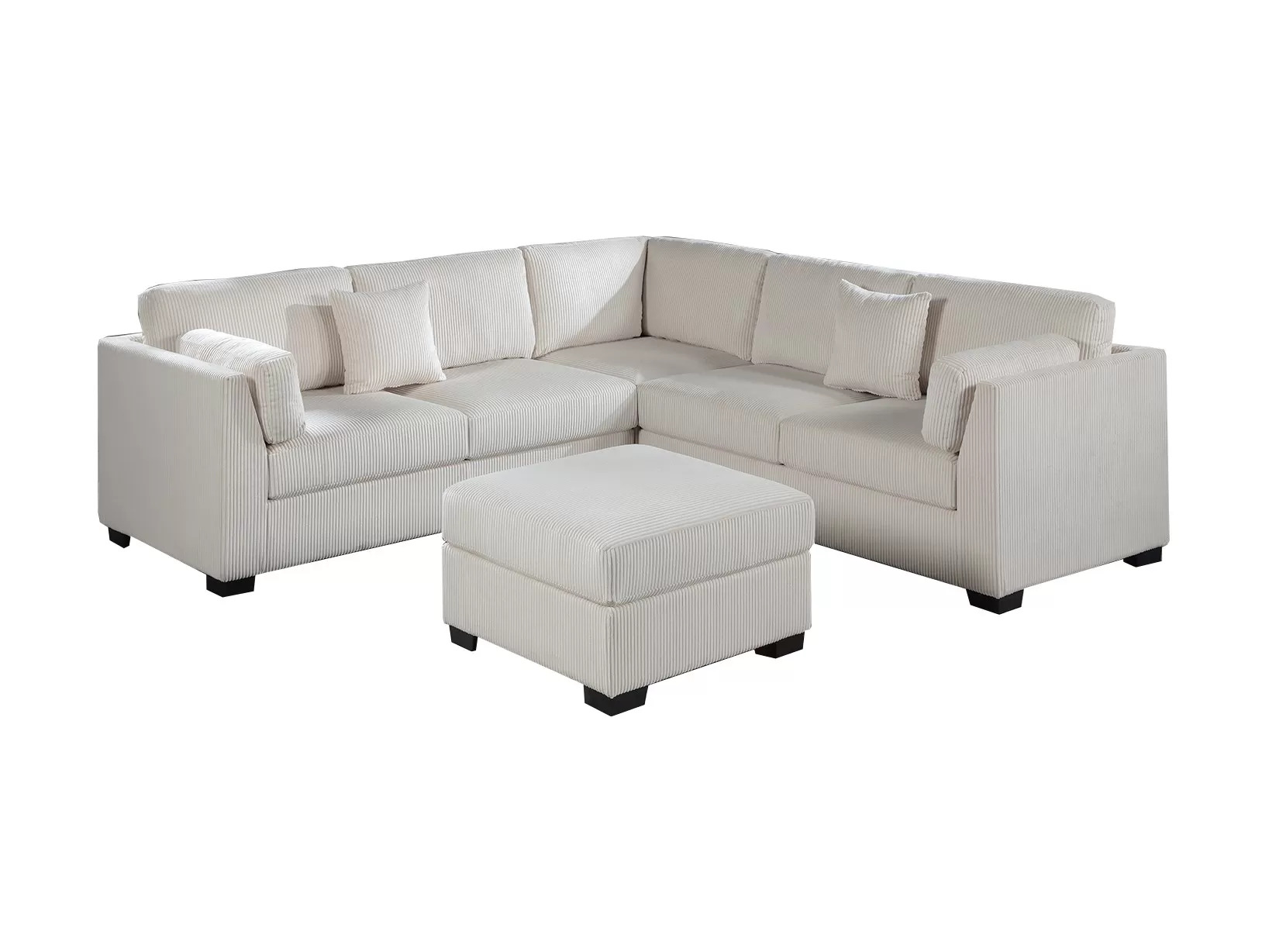 4-Piece Sectional Set W/ Ottoman, Beige - Image 2