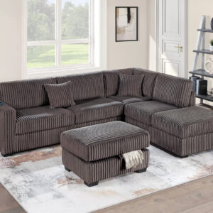 3-Piece Reversible Sectional Set W/ Ottoman, Chocolate