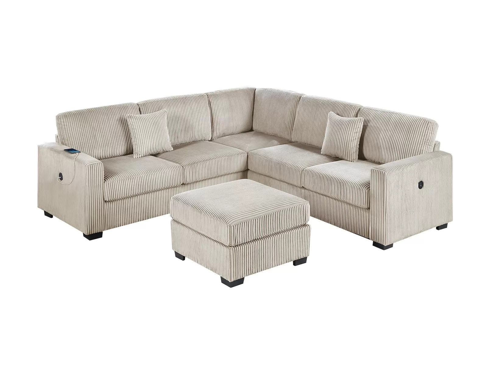 4-Piece Sectional Set W/ Ottoman, Camel - Image 2