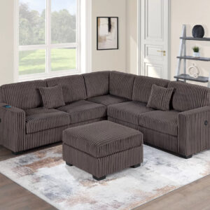 4-Piece Sectional Set W/ Ottoman, Chocolate