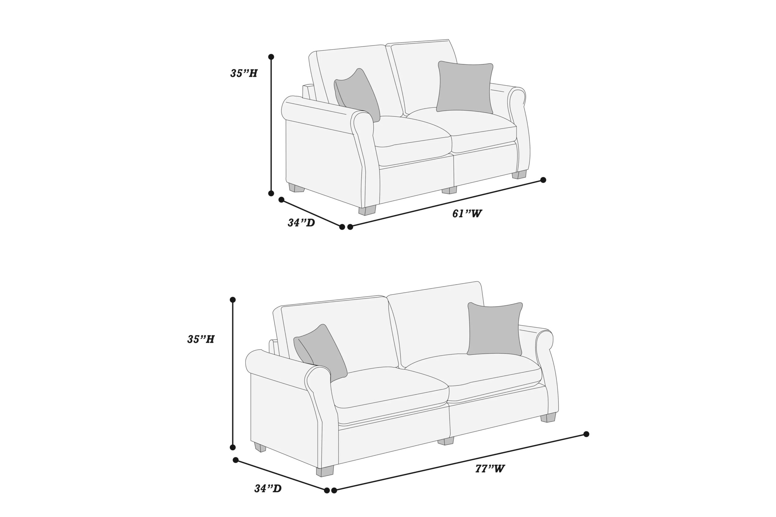 2-Piece Sofa Set, Ivory - Image 8