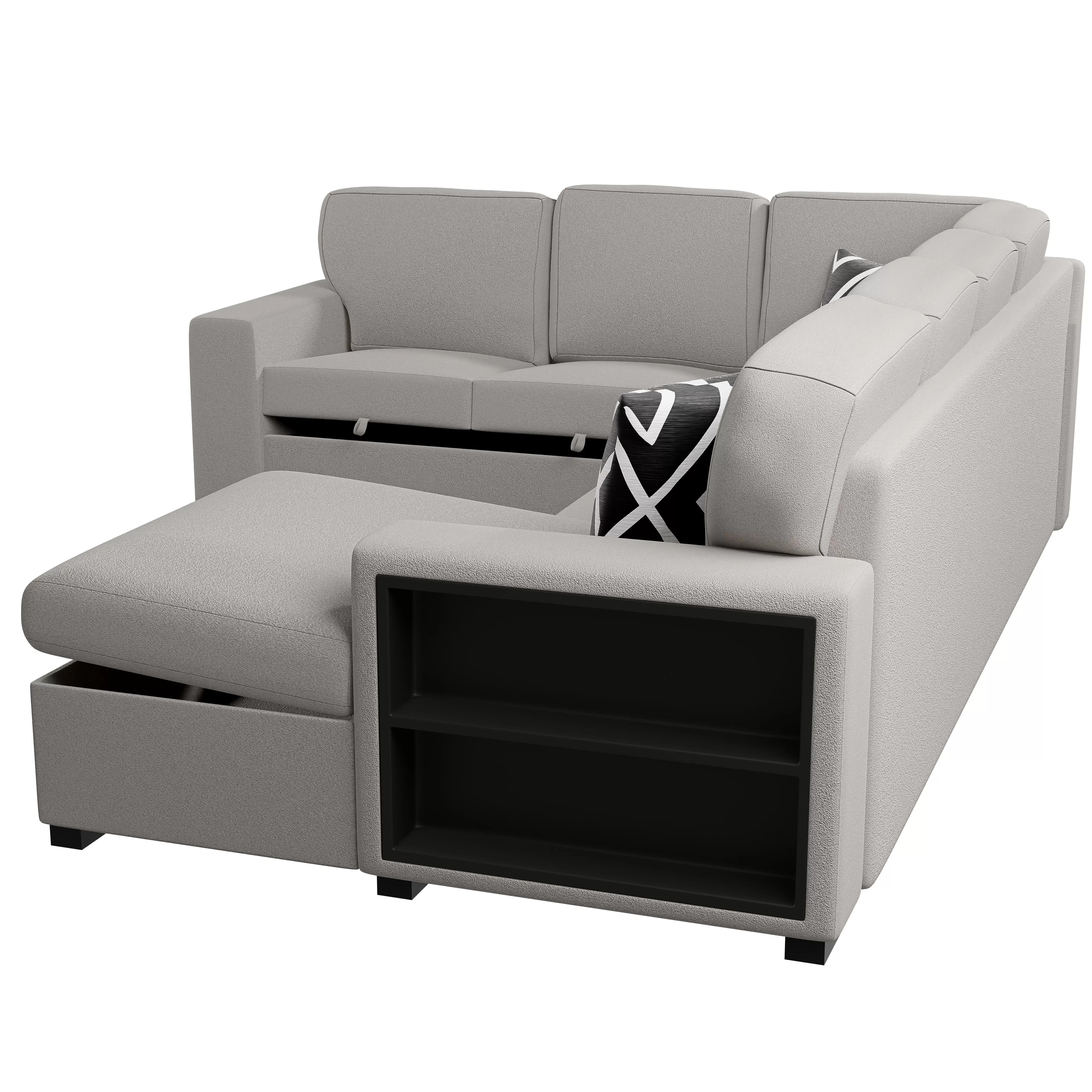 4-Piece Convertible Sectional, Beige - Image 5