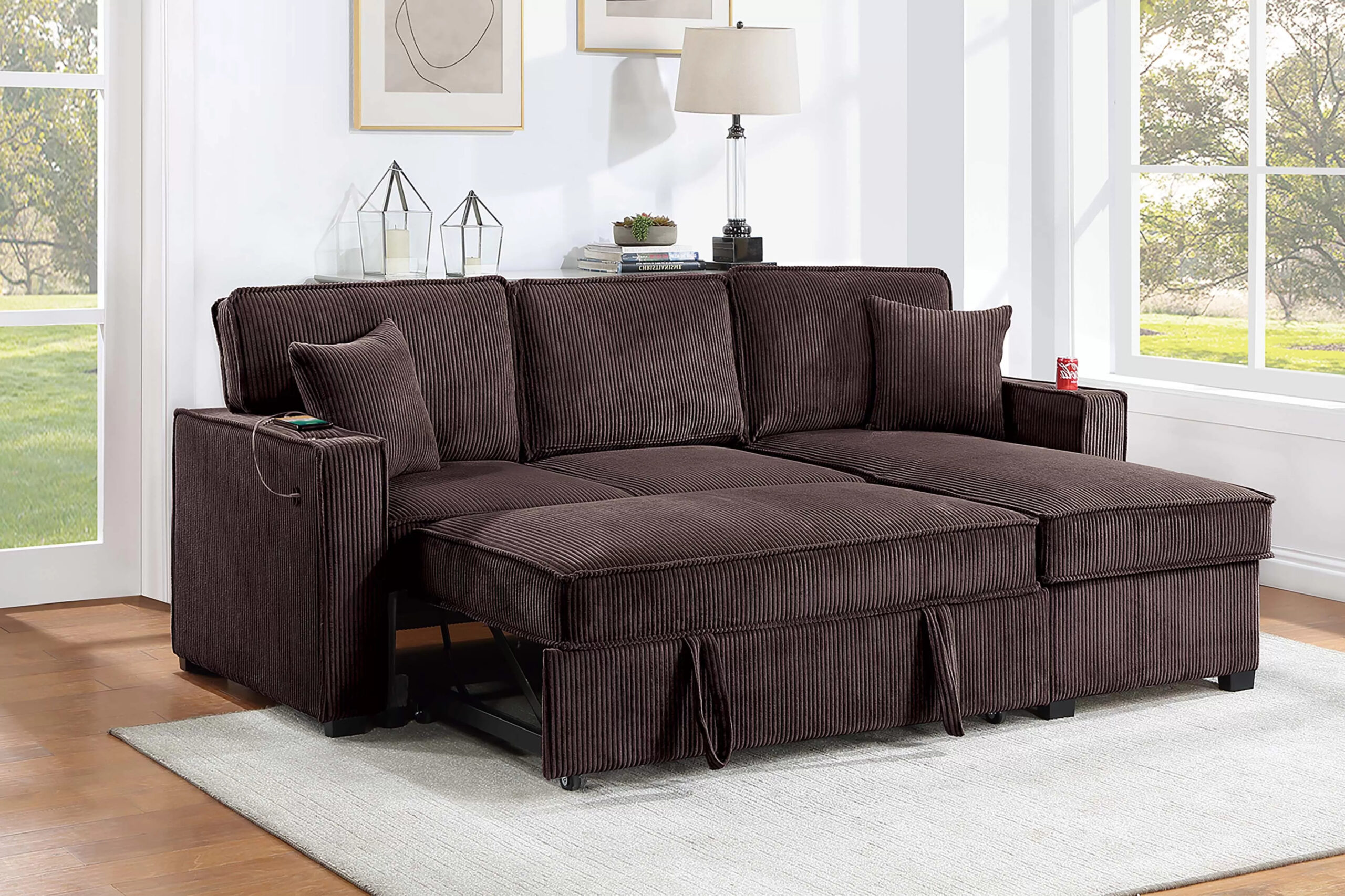 Convertible Sectional, Chocolate - Image 2