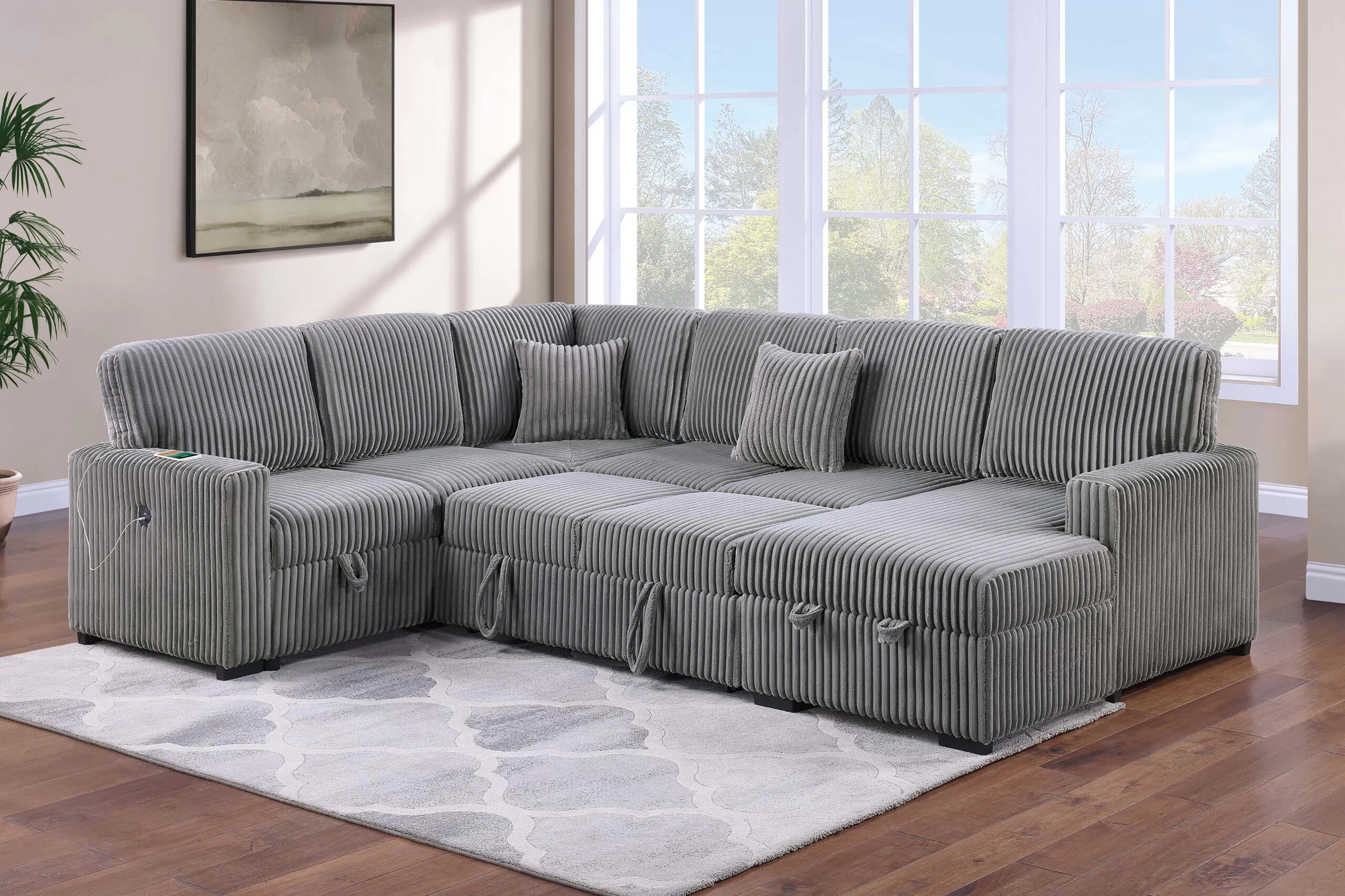 4-Piece Convertible Sectional, Chocolate