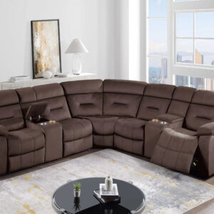 Power Reclining Sectional, Chocolate