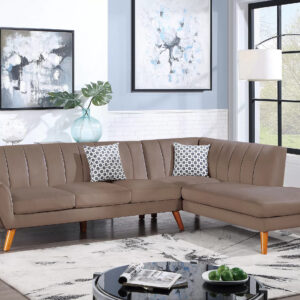 2-Piece Sectional Set W/ 2 Accent Pillows, Light Brown