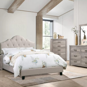 Queen Bed, Beige
