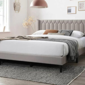 Queen Bed, Light Brown